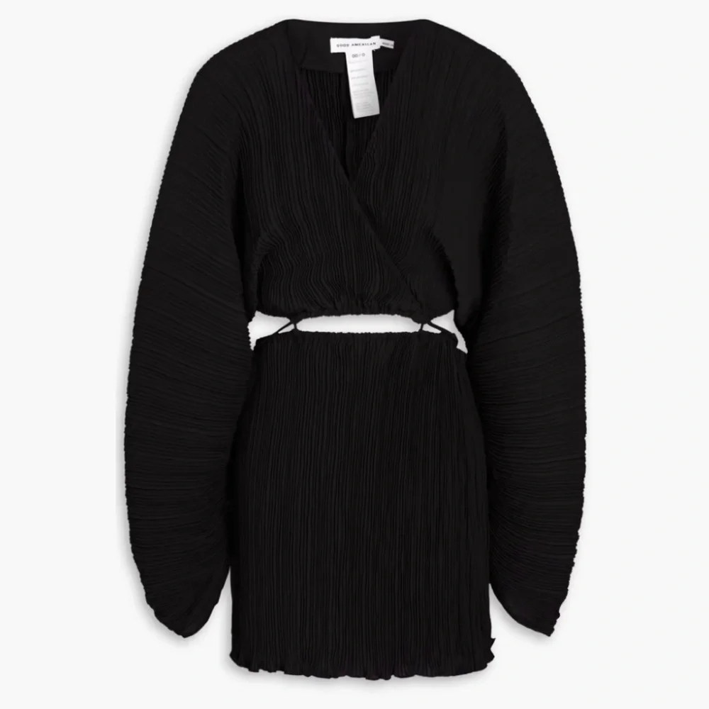 NWT Good American Always Fits Plissé Mini Dress in Black, Size 3/4 (Large/XL) - Picture 12 of 12